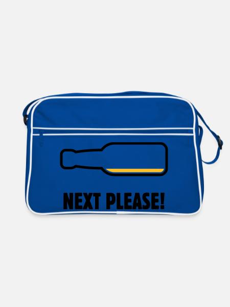 Suivant, s’il vous plaît ! (Bière / Bière / Pourrie 2C) - Sac Retro - bleu/blanc - Devant