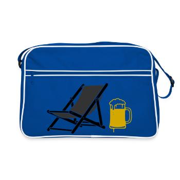 Beach Chair Beer Colored Vector - Retro Bag - blue/white - Front