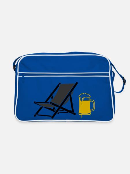 Strandstuhl Bier Farbig Vektor - Retro Tasche - Blau/Weiß - Vorne