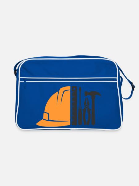 Tool & Construction Helmet – Craftsman Logo - Retro Bag - blue/white - Front