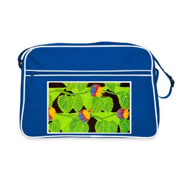 Tropical Birds and Fruit - Retro Bag - blue/white - Front