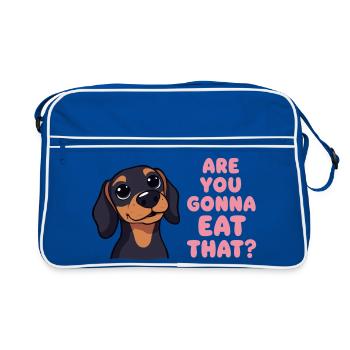 Tu vas manger cet humour de teckel ? - Sac Retro - bleu/blanc - Devant