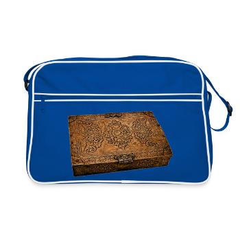 Ornamentiertes Blumenkorb Schatzkästchen - Retro Tasche - Blau/Weiß - Vorne