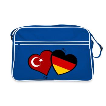 Türkei Deutschland Herzenflaggen - Retro Tasche - Blau/Weiß - Vorne