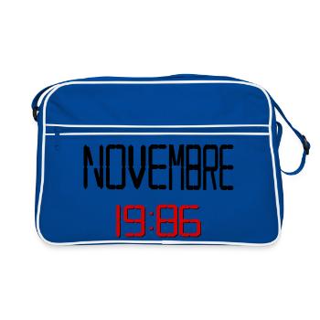 Geburtstag, November 1986 Französisch - Retro Tasche - Blau/Weiß - Vorne