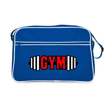Red text 'GYM' gym gym emblem - Retro Bag - blue/white - Front