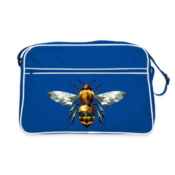Abeille aux tons harmonieux de jaune et de brun - Sac Retro - bleu/blanc - Devant