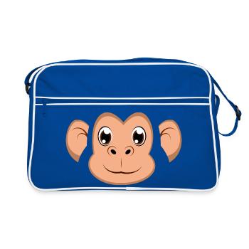 Costume mignon de singe en tête de singe de dessin animé heureux - Sac Retro - bleu/blanc - Devant