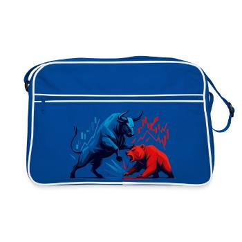 Bull contre Bear Boursiers Actions de Wall Street Fight - Sac Retro - bleu/blanc - Devant