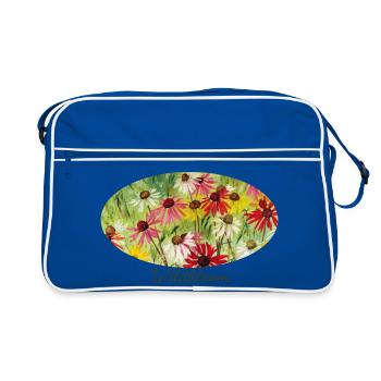 Wildbloom - Fragment coloré de prairie d’échinacée - Sac Retro - bleu/blanc - Devant