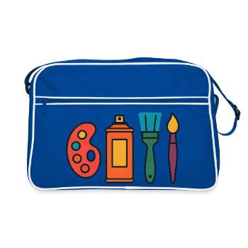 Palette de peinture artistique Pinceaux pulvérisateurs - Sac Retro - bleu/blanc - Devant