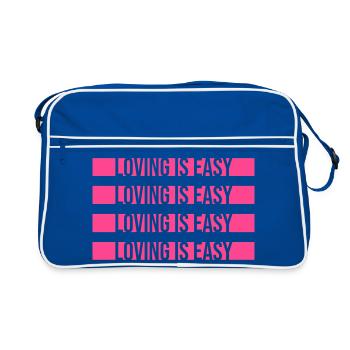 Loving Is Easy Inspirierend Romantisch Spruch Logo - Retro Tasche - Blau/Weiß - Vorne