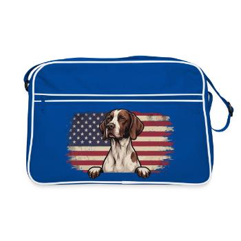 English Pointer US Flag - Pointer Dad Hunting Dog - Retro Bag - blue/white - Front