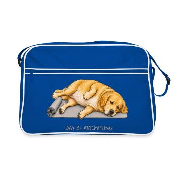 Golden Retriever Yoga Dog Day 3 Attempting - Retro Bag - blue/white - Front