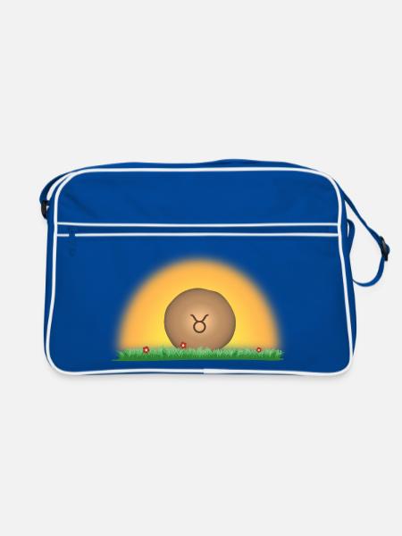 Stier - der Erdwächter - Retro Tasche - Blau/Weiß