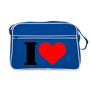 I LOVE - Retro Tasche - Blau/Weiß - Vorne