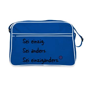 Sei einziganders - Retro Tasche - Blau/Weiß - Vorne
