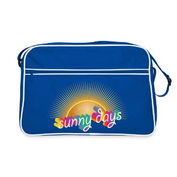 Soleil avec lettrage arc-en-ciel – design estival - Sac Retro - bleu/blanc - Devant