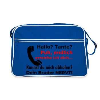 Bonjour tante - tu décroches ? Ton frère est drôle, agaçant - Sac Retro - bleu/blanc - Devant
