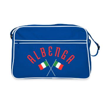 Albenga Italienisches Flaggenwappen - Retro Tasche - Blau/Weiß - Vorne