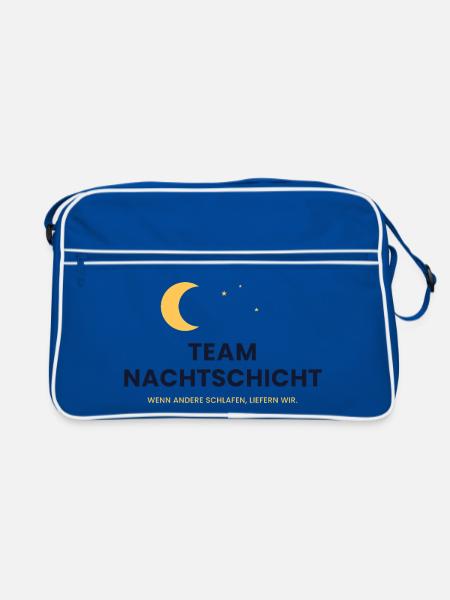Team Nachtschicht - Retro Tasche - Blau/Weiß