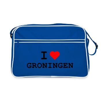 Ich liebe Groningen - J’aime Groningue - Sac Retro - bleu/blanc - Devant