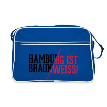 Hamburg ist braun weiß - St. Pauli T-Shirt - Retro Tasche - Blau/Weiß - Vorne