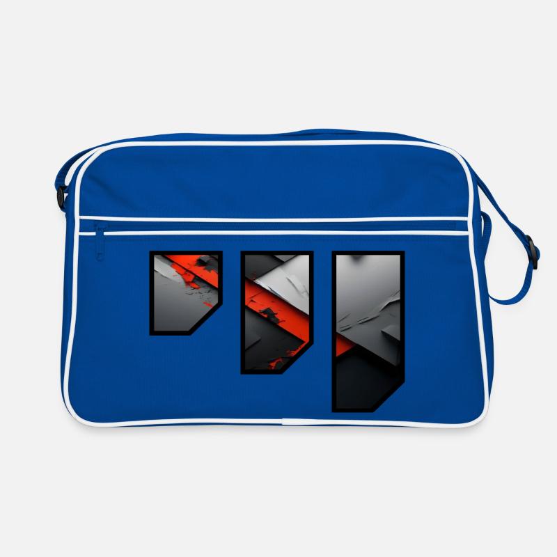 Abstract Red and Grey Tearing Pattern Retro Bag