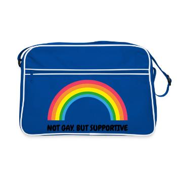 Not Gay But Supportive – Retro Regenbogen - Retro Tasche - Blau/Weiß - Vorne
