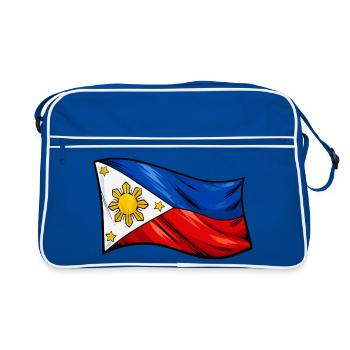 Philippinen Flagge Karikatur - Retro Tasche - Blau/Weiß - Vorne