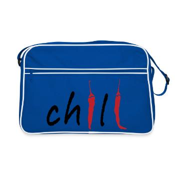 Piment piment Typographie minimaliste épicée Design alimentaire - Sac Retro - bleu/blanc - Devant
