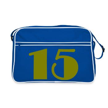 15. 15 ANS. 15e ANNIVERSAIRE. ANNIVERSAIRE 15 ANS. - Sac Retro - bleu/blanc - Devant