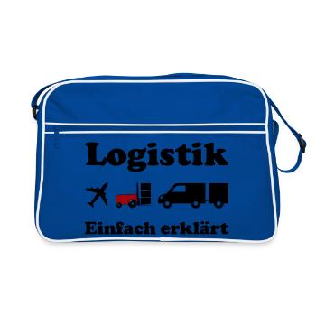 Logistik Silhouette mit rotem Block - Retro Tasche - Blau/Weiß - Vorne