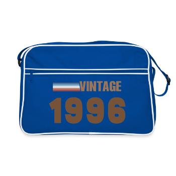 30 Jahre altes Handgeschriebenes Skript-T-Shirt von 1996 - Retro Tasche - Blau/Weiß - Vorne
