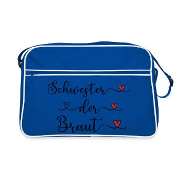 Schwester der Braut niedliches Design mit Herz - Retro Tasche - Blau/Weiß - Vorne