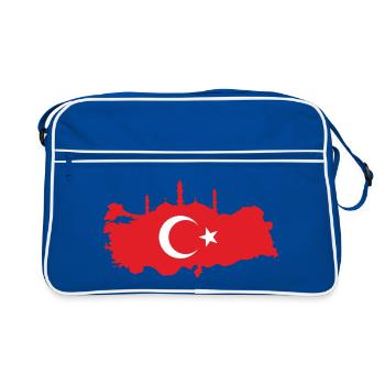 Turkish map with mosque silhouette - Retro Bag - blue/white - Front