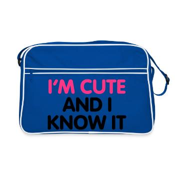 I'm cute and i know it - Retro Tasche - Blau/Weiß - Vorne