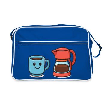 kaffeetasse-kaffeekanne - Retro Tasche - Blau/Weiß - Vorne
