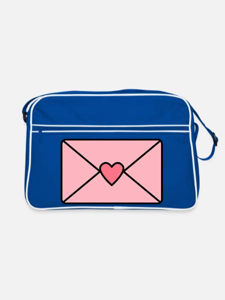 Liebesbrief mit Herz - Retro Tasche - Blau/Weiß - Vorne