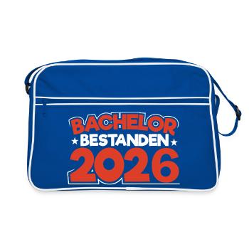 Bachelor 2026 Abschluss Promotion Sponsion - Retro Tasche - Blau/Weiß - Vorne