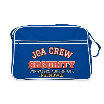 JGA Crew Security - wir passen auf ihn auf - Retro Tasche - Blau/Weiß - Vorne