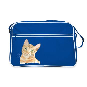 red cat - Retro Bag - blue/white - Front