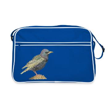 Star Vogel starling - Retro Tasche - Blau/Weiß - Vorne
