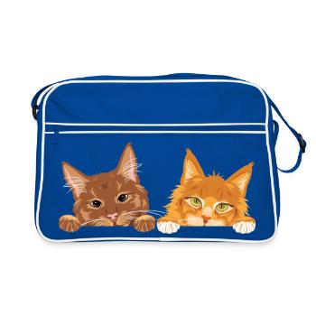 Peeking_cute_two_ginger_cats - Retro Tasche - Blau/Weiß - Vorne