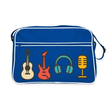 Notes musicales : Cadeau de conception rythmique et rythmique - Sac Retro - bleu/blanc - Devant