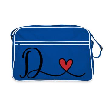 Lettre D avec monogramme en forme de cœur - Sac Retro - bleu/blanc - Devant