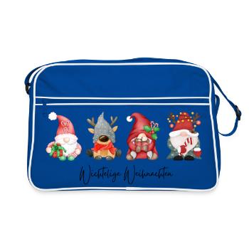 Vier Festliche Weihnachtswichtel - Retro Tasche - Blau/Weiß - Vorne