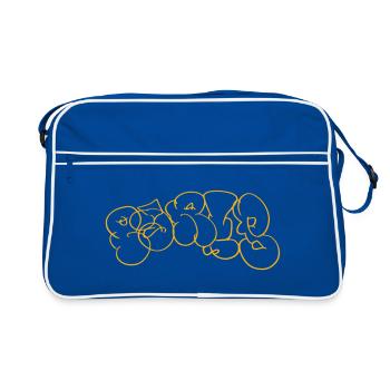 Orangene Linien-Skizze Paris Street Art Souvenir - Retro Tasche - Blau/Weiß - Vorne