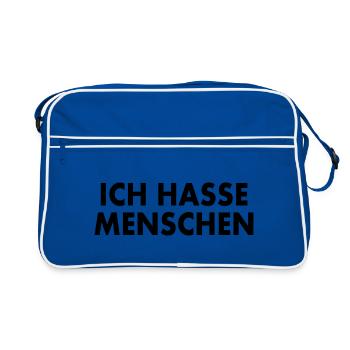 Ich hasse menschen - Retro Tasche - Blau/Weiß - Vorne