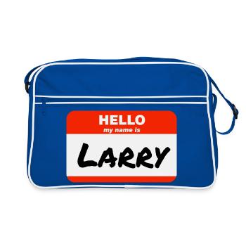 Hello My Name Is Larry Rotes Etikett mit Vorname - Retro Tasche - Blau/Weiß - Vorne